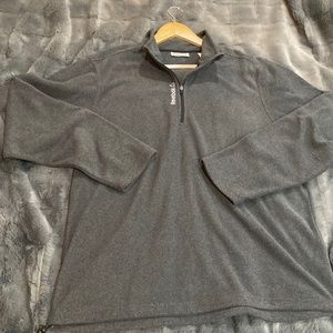 Reebok workout sweater, comfortable gray poly, mens large